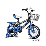 Fahrräder Fahrrad 12/14 / 16/18 Zoll Mit Zusatzrad Kinderfahrrad EIN-Gang-Fahrrad Jungen Und Mädchen Tretfahrrad (Color : Blau, S : 18 inches)