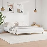 MNISDFL Bett kopfteil Bodenbett Schlafzimmer möbelEinzelbett Bettgestell Hochglanz-Weiß 200x200 cm Holzwerk