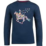 RL24 - Mädchen Langarmshirt Butterfly von HKM | Longsleeve Mädchen in dunkelblau | Langarm T-Shirt mit Buntem Print & Roundneck | Größe 116/122