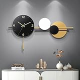 GERHWASH Wanduhr Groß, Wanduhr Ohne Tickgeräusche mit Pendel Wanduhr Modern Geometrisch Rund Digital Wanddekoration Wohnzimmer Uhr Wand Design Wall Clock für Küche S