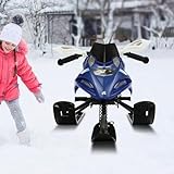 Klassischer Schneeschlitten, Lenkschlitten Schlitten Verstellbares Kissen Skischlitten mit Bremsen für Kinder Jugendliche bis 80KG (Blau)
