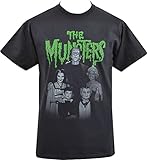 Mens T-Shirt Meet The Munsters Vintage B-Movie Horror Wolf Vampire Goth Black L