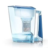 MAUNAWAI NEU: Wasserfilter Premium Bio Made in Germany inkl. 1 Trinkwasserkanne +1 Filterkatusche und Filterpad (für 3 Monate) - Hellblau, Trinkwasserfilter + Filterk