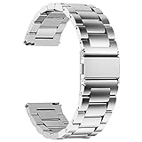 Fullmosa Edelstahl Uhrenarmband 22mm für traditionell Uhr, Kompatibel mit Samsung Galaxy Watch 3 45mm/Galaxy Watch 46mm,Huawei Watch 4/4Pro/GT 3/GT2 46mm/Garmin Vivoactive 4, Silb