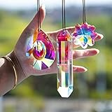 H&D HYALINE & DORA 3 Stück Kristall Regenbogen Sonnenfänger, hängender Sonnenfänger für Fenster, Glas ornamente Kronleuchter Prisma-Anhäng