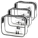 1 Liter Beutel Flugzeug Handgepäck, Kulturbeutel Transparent, Kosmetiktasche Durchsichtig, PVC Flüssigkeiten Beutel Handgepäck Reisezubehör für Männer, Frauen (3 Stück)