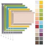 Rettika Sichtschutz Rollo ohne Bohren nach maß - 25 Farben, Breite 30-129 cm, Höhe 150 cm, 220 cm - Rollos für Fenster ohne Bohren, Fenster rollos für innen, Jalousien zum Klemmen,
