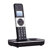 Digitales schnurloses Telefon mit LCD-Display, Anrufer-ID, Freisprecheinrichtung, Konferenzanruf, 16 Sprachen, kompatibel mit 5 Kopfhörern, Anschluss für Bü