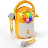 JYX Karaoke Machine für Kinder, Bluetooth Karaoke Anlage mit 2 Mikrofonen, Tragbares Bluetooth Lautsprecher mit LED-Lichtern für Heimparty, Geburtstagsgeschenke für Mädchen und Jung