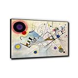 HHJASX9 Wassily Kandinsky Gemälde „Komposition 8“ Druck auf Leinwand Abstrakte Wandkunst fertig zum Aufhängen Modernes Kunstwerk für Wohnzimmer, 70 x 100 cm, schwarz g