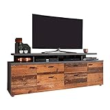 trendteam smart living - Lowboard Fernsehschrank Fernsehtisch - Wohnzimmer - Mood - Aufbaumaß (BxHxT) 180 x 66 x 47 cm - Farbe Old Wood mit Matera - 188032423