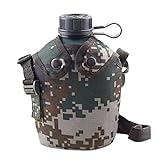 1L Edelstahl Feldflasche Wasserflasche Armee Militär Kochgeschirr Überleben Trinkflasche - 7.6 * 4.7 * 9 in,B