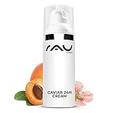 RAU Cosmetics Caviar 24h Gesichtscreme 50 ml | Anti-Aging Creme Gesicht für trockene, reife Haut | mit Kaviar-Extrakt, Panthenol, Palmitoyl Tripeptide-5, Q10, Sheabutter | effektiv Falten entgegenwirken |