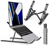 ivoler Laptop Ständer, 6-Stufe Höhenverstellbar Laptop Stand, Faltbarer Aluminium-Riser, Tragbar Belüfteter Notebook Ständer Kompatibel mit 10-15,6 ” Laptop, Tablet - Schw