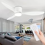 CANEOE Deckenventilator mit Beleuchtung, Moderne LED Deckenleuchte mit Ventilator und Fernbedienung, 106cm Dimmbar Lampe mit Ventilator für Wohnzimmer Schlafzimmer Esszimmer Wohnzimmer (Weiß)
