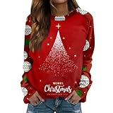 Weihnachtspullover Familie, Sweatshirt Damen Hässliche Weihnachtspullover Weihnachtskleidung Damen Flauschiger Pullover Damen Ugly Christmas Sweaters Damenmode Weihnachtspullover (A12,S)