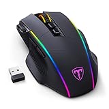 RisoPhy Gaming Maus Kabellose RGB,2.4G/USB-C/Bluetooth Maus mit 8 Programmierbare Tasten/10000DPI/7 RGB Beleuchtung,Wireless Ergonomische Maus für PC/Mac G