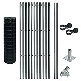 ESTEXO Schweißgitter Gartenzaun Set Komplettset Zaun Gartenzaunset Zaunset Drahtzaun Gitterzaun mit Aufschraubhülsen in Anthrazit RAL 7016 (1,0 x 25 m)