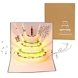 DEESOSPRO 3d Geburtstagskarten mit Musik, 3D Pop Up Karte Geburtstag mit Musik für Ihre Verwandten, Freunde und Liebhaber Special, 3D Geschenkkarte Geburtstag mit Schönen Papier-C