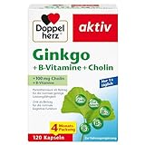 Doppelherz Ginkgo + B-Vitamine + Cholin - Mit Pantothensäure als Beitrag zur normalen geistigen Leistungsfähigkeit - 120 Kap