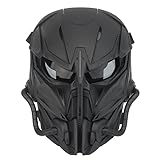 Taktische Airsoft Maske, Smoked Lens Full Face Skull Painball Schutzmaske für Cs Wargame Halloween Cosplay Kostüm Party Schw