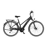 Fischer E-Bike Trekking, VIATOR 4.1i Elektrofahrrad für Damen, RH 44 cm, Mittelmotor 80 Nm, 36 V Akku im Rahmen, schwarz matt, 28 Z