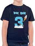 Shirtracer Ich bin Schon 3 Geburtstag Rakete Jungen T-Shirt (Navy, 3-4 Jahre 98-104 cm)