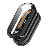 FDHYFGDY Hülle für Xiaomi Smart Band 9, Rundum PC Schutzhülle mit Displayschutz, Schutzfolie Kompatibel mit Xiaomi Mi Band 9 - Schw