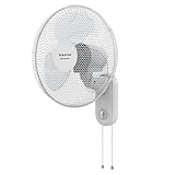 Taurus Greco Wall Wandventilator, leise, 3 Geschwindigkeiten, Drehzahlwähler, Oszillierend, Zugschalter, abnehmbares Gitter 45 W, 3 Flüg