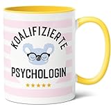 Koalifizierte Psychologin Geschenk Kaffee-Tasse (330ml) - Abschluss Psychologie, Geschenkidee für mit Psychologie Abschluss - Keramik (Gelb)