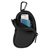 MEDMAX Neopren Tasche für Asthma Inhalator, Tragetasche mit Karabinerhaken und Netztasche innen, Reise-Holster Halter für L-förmigen Asthma-Inhalatoren (Schwarz)