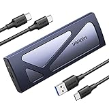 UGREEN NVMe M.2 USB 3.2 SSD Gehäuse-Adapter mit Kühlkissen 10 Gbps für NVMe PCIe M-Key/M+B Key in 2230/2242/2260/2280 mit USB CC und AC Kabel Werkzeug