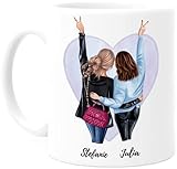 Tassenliebling® - Personalisierte Tasse (2 Freundinnen) mit Spruch selbst gestalten, individuelles Geschenk für beste Freundin, BFF, Kollegin & Arbeitskolleg