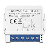 Intelligenter WLAN-Leistungsschalter Wifi Schalter Relais Modul Smart Home Switch Steuern Sie Lichter und mehr mit Fernbedienung und Sprache(1 way)