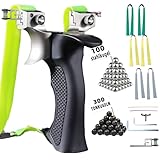 NWIWI Zwille Steinschleuder Profi Für Jagd Slingshot Sport Outdoor Professionelle Schleuder Set mit 6 Gummiband+300 Tonkugeln+100 Stahlkugeln+Steinschleuder Montageanleitung