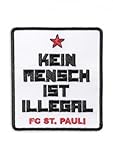 FC St. Pauli - Kein Mensch ist illegal - Aufnäher Applikation Patch Schwarz/rot/weiß, 7 x 8,5