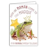 AFIE Karte für eine Mama, lustige Botschaft, mit Umschlag illustriert, Format 17,5 x 12 cm, grüner Frosch, lustig, lustig, mit Zauberstab, französische Herstellung 69-6216
