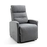 Mingone Fernsehsessel Relaxsessel mit Liegefunktion TV Sessel Modern Schmal Loungesessel Liegesessel mit 155° Liegefunktion bis 150kg aus Leinenstoff, G