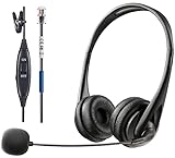 Voistek RJ9 Telephone Headset with Microphone Noise Cancelling Volume Control and Quick Disconnect Headphones for Cisco 7811 7841 7941 7942 7945 7962 7965 7975 8841 88666 1 8944. 5 ect. B