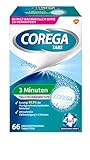 Corega Reinigungs-TABS 3 Minuten für herausnehmbaren Zahnersatz/dritte Zähne, Gebissreinigungstabletten, 1x66