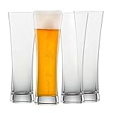 SCHOTT ZWIESEL Weizenbierglas Beer Basic 0,3 l (4er-Set), geradlinige Weizengläser für Weizenbier, spülmaschinenfeste Tritan-Kristallgläser, Made in Germany (Art.-Nr. 130005)