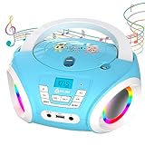KLIM Candy Kids Boombox CD-Player für Kinder NEU 2024 + UKW-Radio + Inklusive Batterien + Blaues Radio - CD Player Kinder mit Lautsprechern + Perfekt für Kinder und Kleink