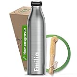 Blockhütte Edelstahl Trinkflasche personalisiert I 350 ml I Kinder, Erwachsene - Auslaufsicher, BPA-frei, Thermoflasche für Sport, Schule, Outdoor - Individuell mit Namen Gravur - Geschenk