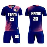 Benutzerdefiniert Trikot Männer Jungen - Personalisierte Fußballtrikots - mit Nummer Name Team Logo Fußball Trikot fußball Geschenke für Jung