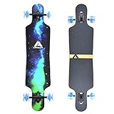 Apollo Longboard Galaxy Special Edition Komplettboard mit High Speed ABEC Kugellagern, Drop Through Freeride Skaten Cruiser Boards Farbe: Sternennebel/Grü