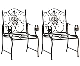 CLP 2er Set Eisen-Gartenstühle Punjab Mit Armlehnen I Terrassenstühle mit edlen Verzierungen, Farbe:B
