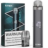 KINEX E Zigarette Pod System Starterset, EVIO M PRO mit Einstellbarem Luftstrom DTL zu MTL, 1100mAh 6W-30W Aufladbar Vape Kit mit 2 Nachfüllbar Kartusche 2,8ml, Ohne Nikotin Ohne Liquid, Dunkelg