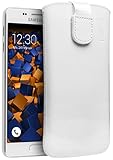 mumbi ECHT Ledertasche Samsung Galaxy A3 (2016) Tasche Leder Etui weiss - Lasche mit Rückzugfunktion Ausziehhilfe (nicht für das Galaxy A3 - A300F von 2015)