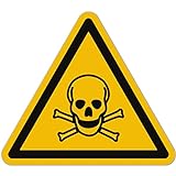 Aufkleber Giftig/Toxic (15 Stück, 50 mm) - Gefahrensymbole Warnung vor giftigen Stoffen - Gift Warnzeichen - Gefahrstoffaufkleber Totenkopf Sticker (nach ASR A1.3 / ISO 7010 / W016)