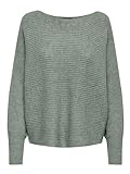 ONLY Damen Lockerer Strickpullover | Knitted Basic Stretch Sweater | Langarm Rundhals Shirt ONLDANIELLA, Farben:Grün, Größe:L